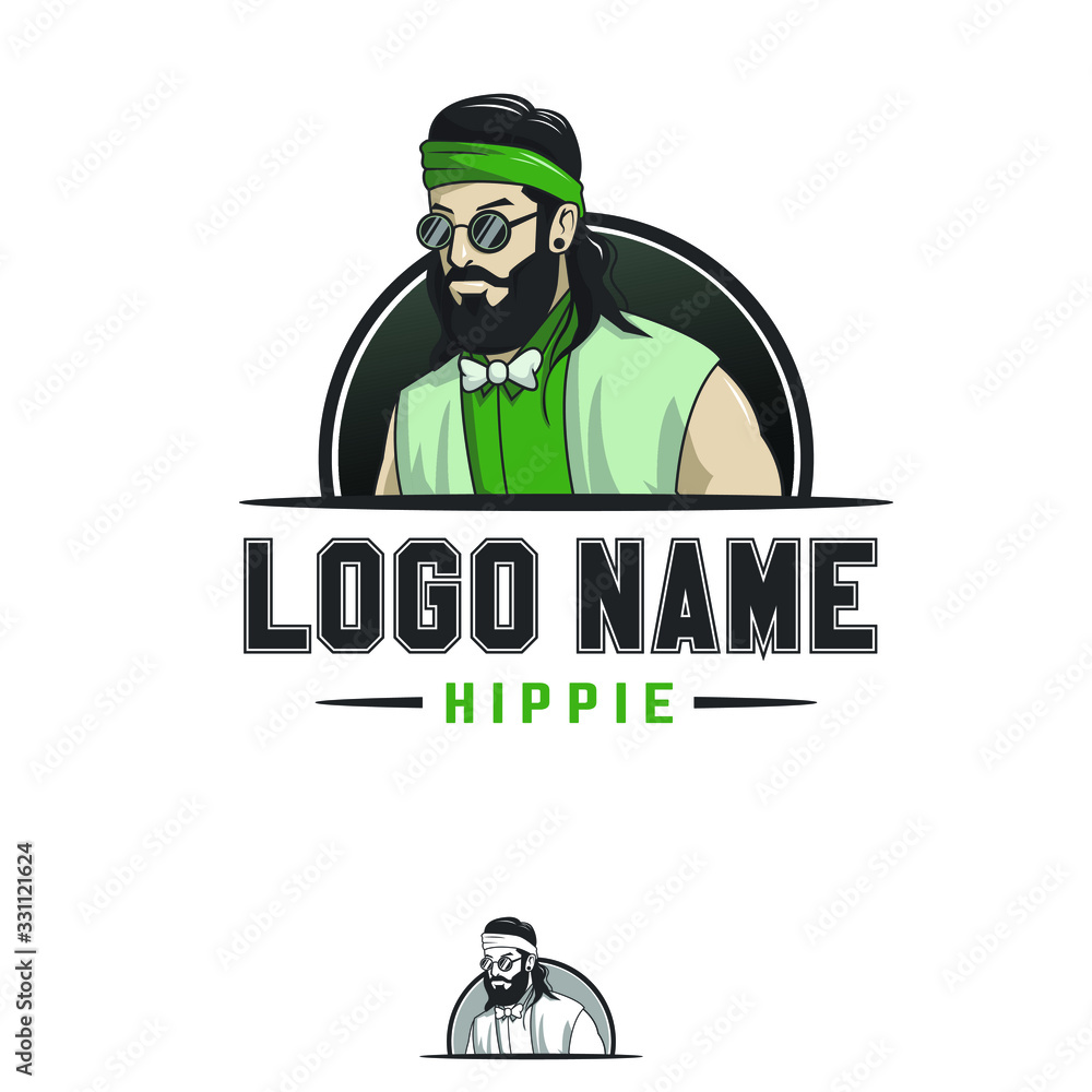 hippie men style character logo