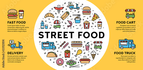 Street Fast Food Icon Banner