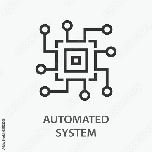 Automated system line icon on white background.