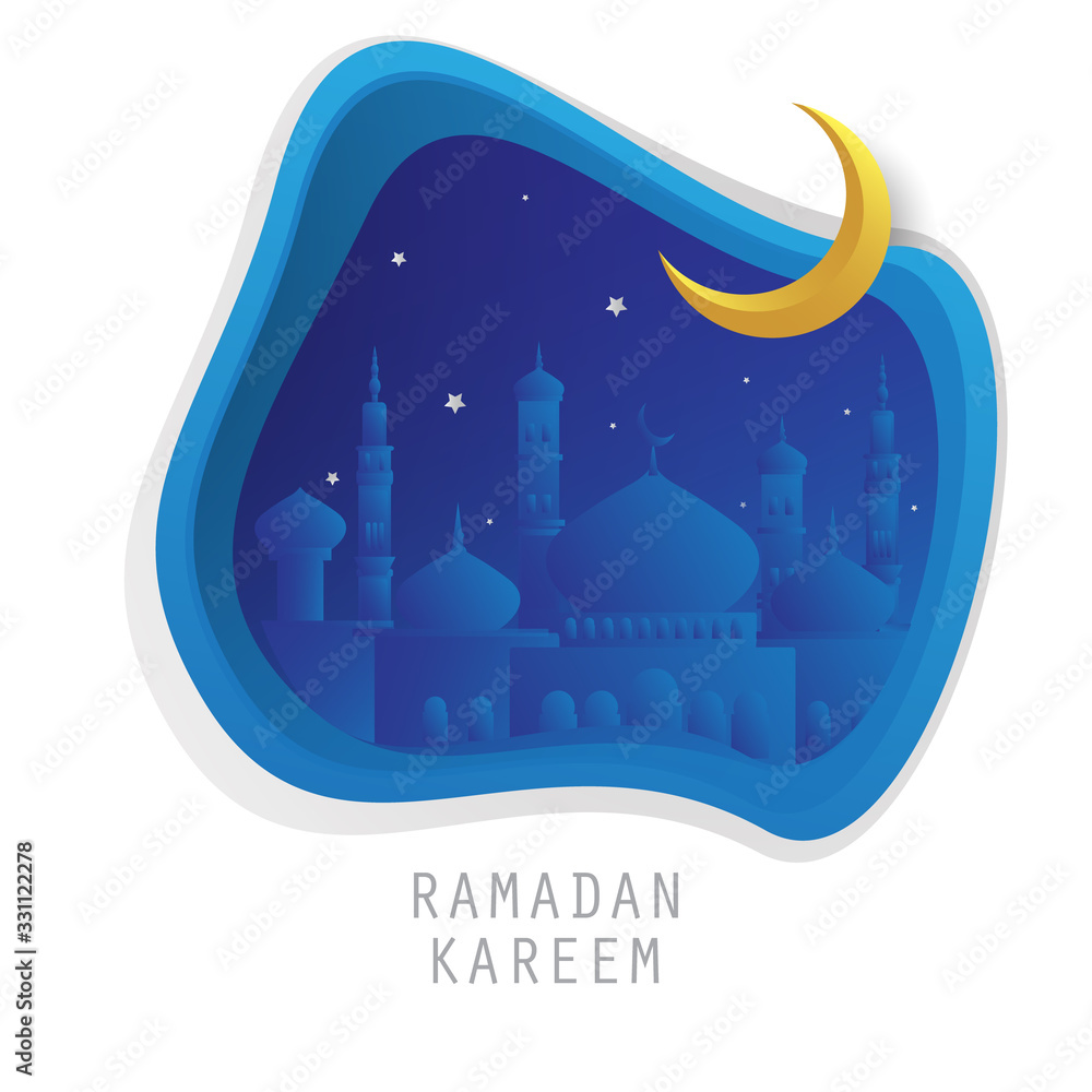 Beautiful ramadan kareem design background. Eid Mubarak greeting card  Illustration, ramadan kareem cartoon vector wishing for Islamic festival  for banner, poster, background, flyer and brochure. Stock Vector | Adobe  Stock