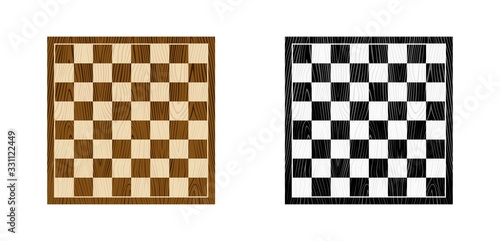 Chess Board With Wooden Texture Brown and Black & White Colors Vector Illustration