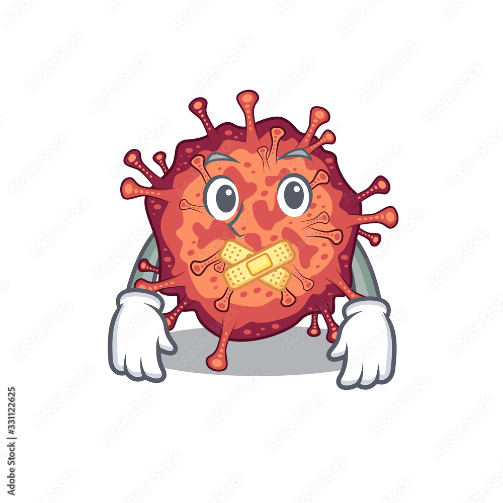 Contagious corona virus mascot cartoon character design with silent gesture