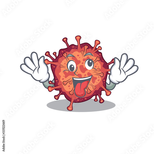 A picture of crazy face contagious corona virus mascot design style