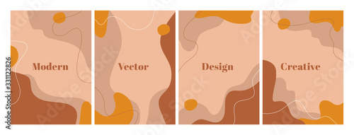 Fashion set of modern design template with abstract organic shapes. Contemporary background for beauty presentation, flyer, banner, poster and branding design. A4 format. Vector illustration
