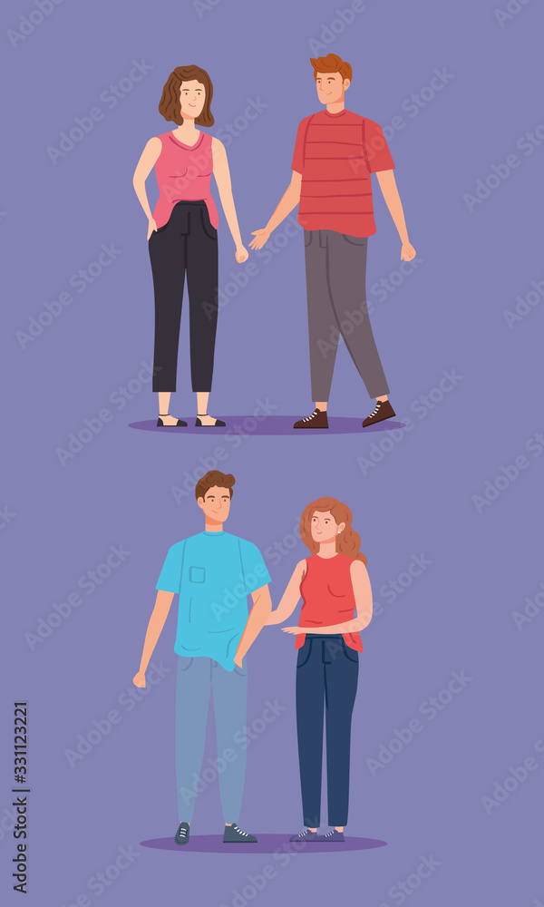 Naklejka premium group of young people avatar characters vector illustration design