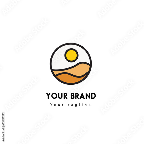 logo line art modern design template landscape summer scenery 