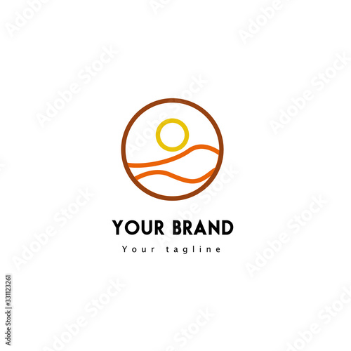 logo line art design template summer scenery