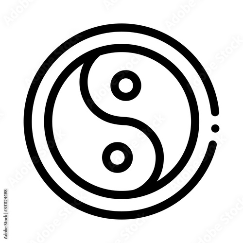 Yin Yang Icon Vector. Outline Yin Yang Sign. Isolated Contour Symbol Illustration