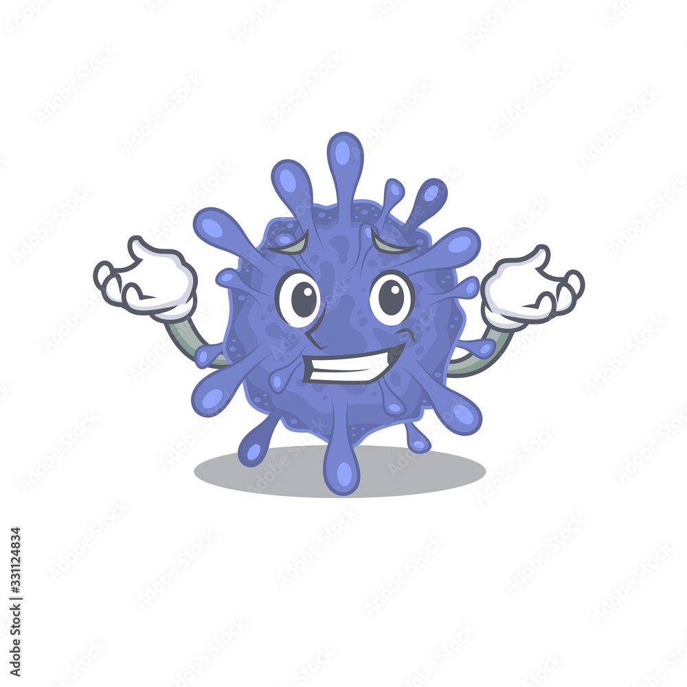Happy face of biohazard viruscorona mascot cartoon style