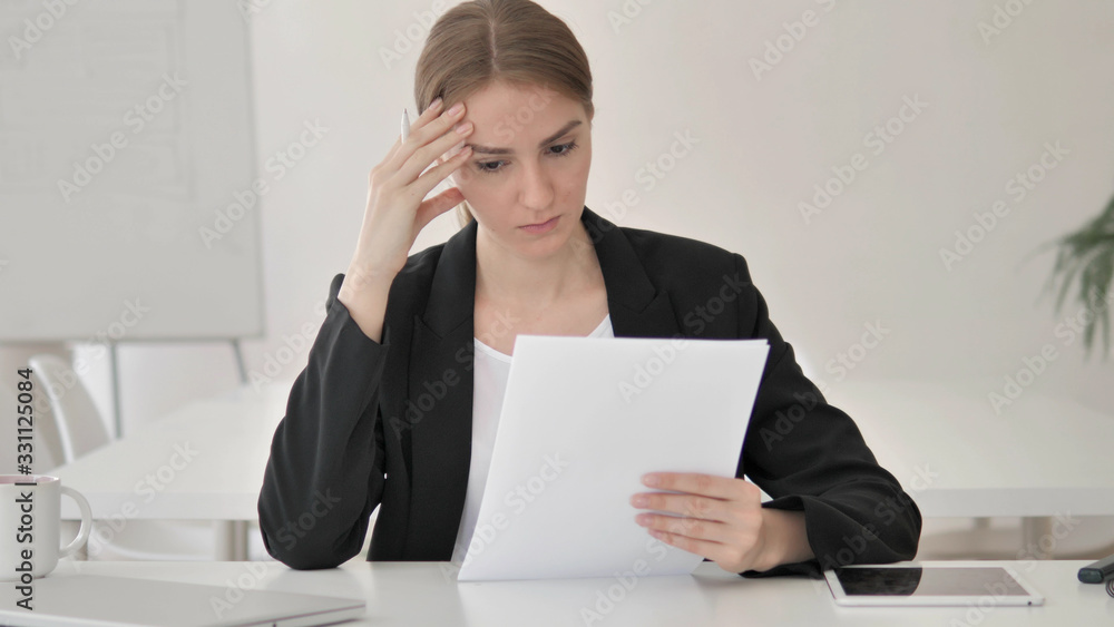 Young Businesswoman Reacting to Contract Failure Young Businesswoman Reacting to Contract Failure