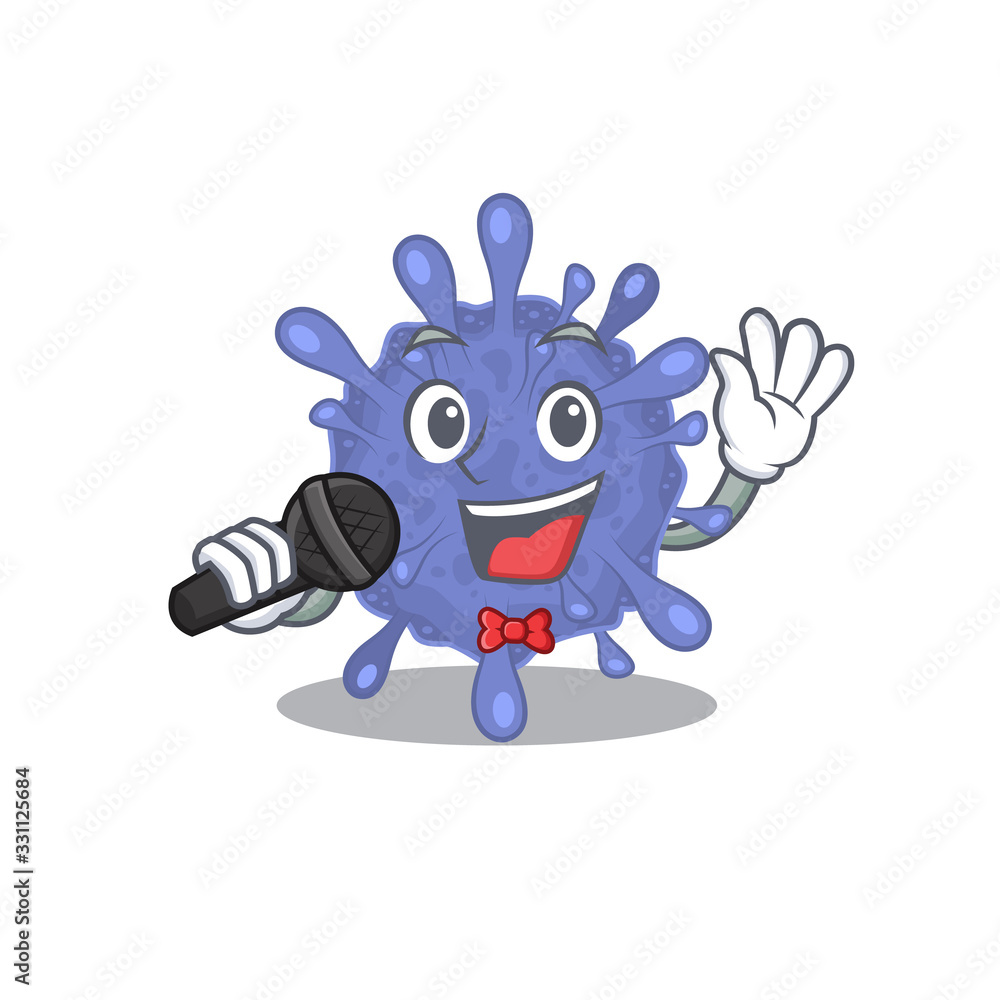 Cute biohazard viruscorona sings a song with a microphone Cute biohazard viruscorona sings a song with a microphone