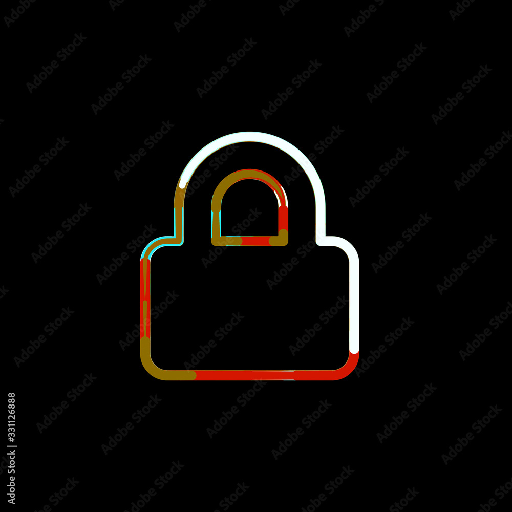 Symbol lock from multi-colored circles and stripes. Red, brown, blue, white Symbol lock from multi-colored circles and stripes. Red, brown, blue, white