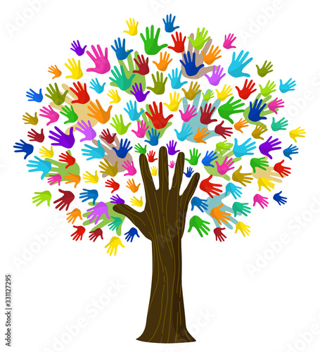 カラフルな手のひらの木