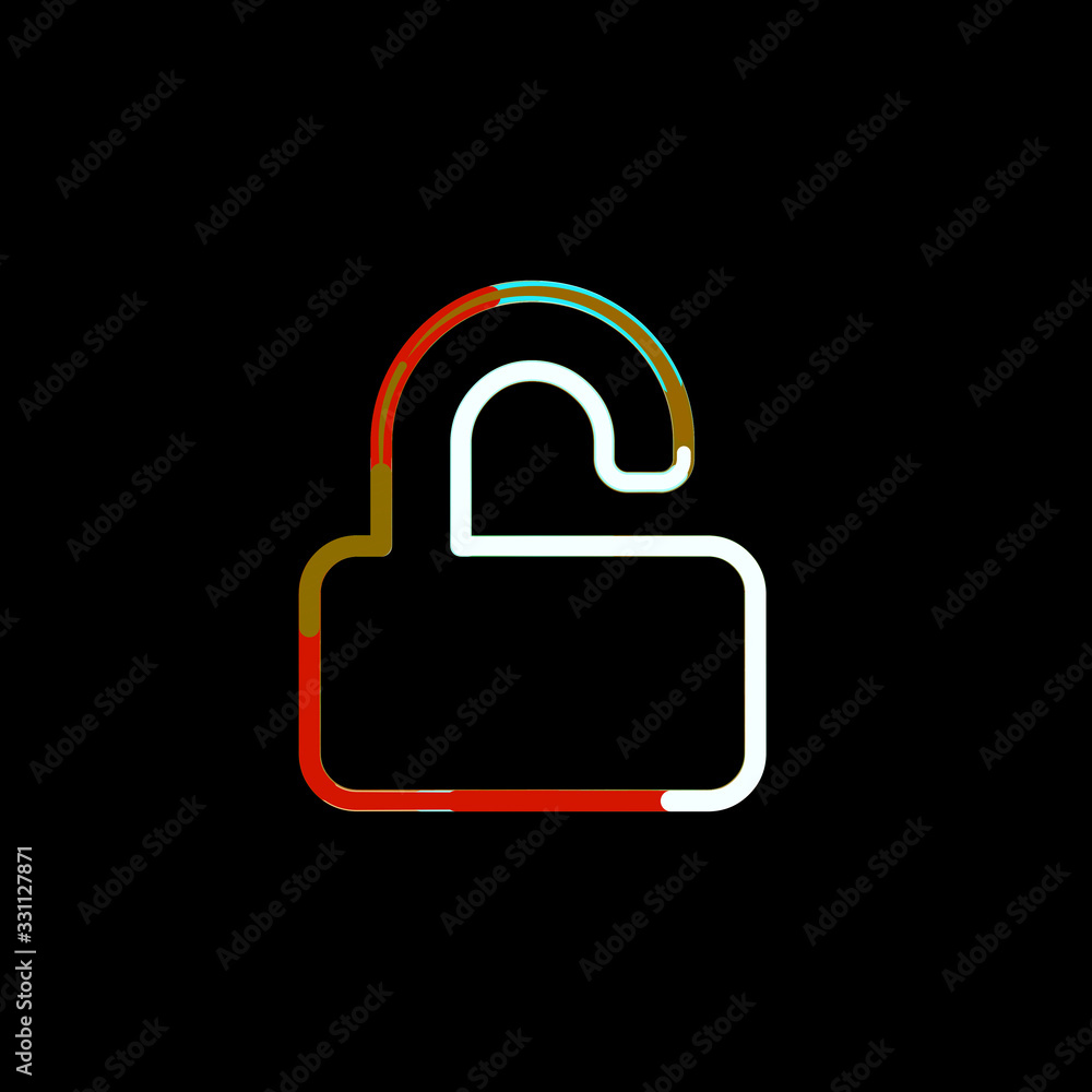 Symbol unlock from multi-colored circles and stripes. Red, brown, blue, white Symbol unlock from multi-colored circles and stripes. Red, brown, blue, white