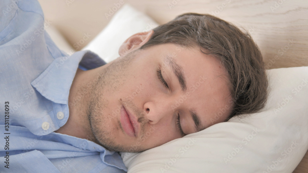 Close Up of Young Man Sleeping in Bed Close Up of Young Man Sleeping in Bed