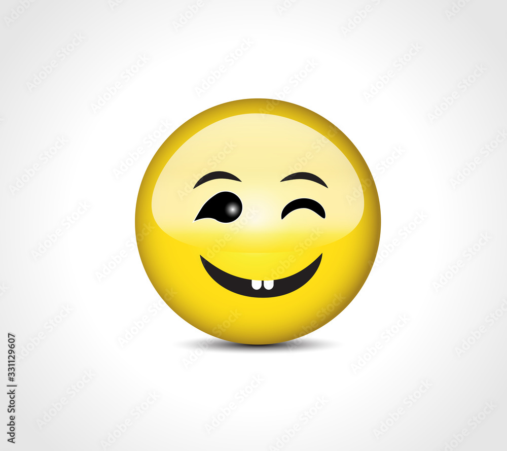 Fototapeta premium Happy face smiling emoticon button
