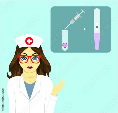 Woman doctor with in vitro fertilizationon the blue background