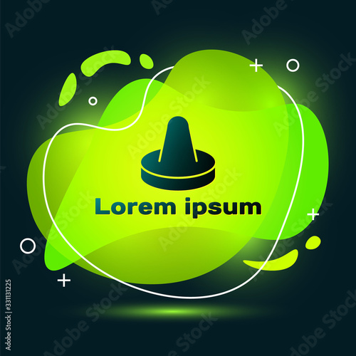 Black Mallet and puck for playing air hockey game icon isolated on black background. Abstract banner with liquid shapes. Vector Illustration