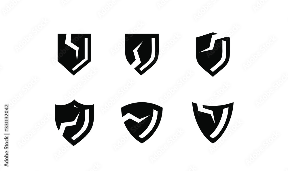 collection broken shield logo icon template collection broken shield logo icon template