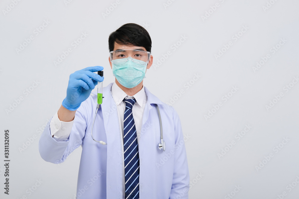doctor physician practitioner with vaccine medicine vial ampule. doctor physician practitioner with vaccine medicine vial ampule.