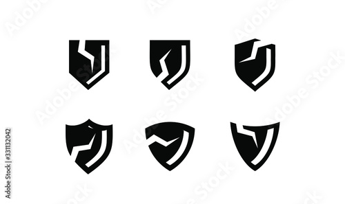 collection broken shield logo icon template