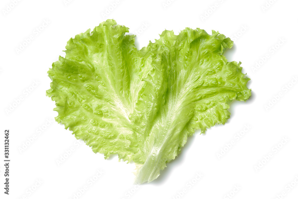 fresh green salad lettuce leaf isolated. white background - obrazy, fototapety, plakaty 
