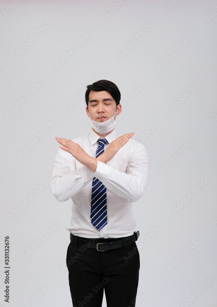 businessman man with thermometer feeling sick, headache from flu virus bacteria infection pollution businessman man with thermometer feeling sick, headache from flu virus bacteria infection pollution