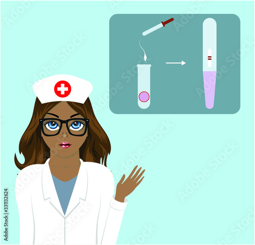 Afro woman doctor with in vitro fertilizationon the blue background