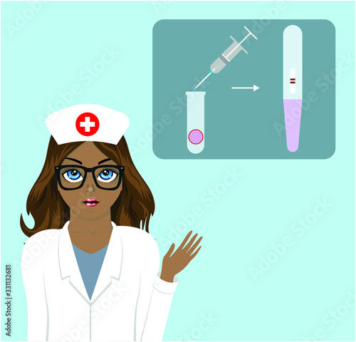 Afro woman doctor with in vitro fertilizationon the blue background