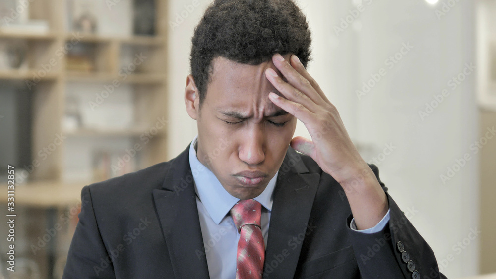 Headache, Stressed Young African Businessman Headache, Stressed Young African Businessman