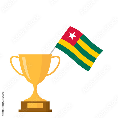 Togo flag and golden trophy cup icon