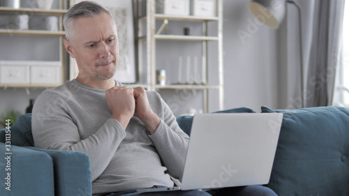Tableau sur toile Confused Gray Hair Man Feeling Scared and Afriad