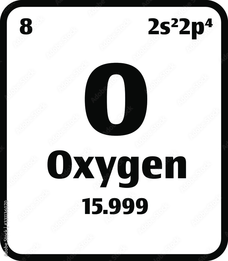 Oxygen (O) button on black and white background on the periodic table ...