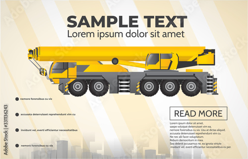 Mobile telescopic boom crane, vector.