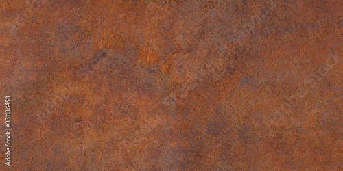 Panoramic of old rusty oxidized eroded metal. Old metal corrosion sheet