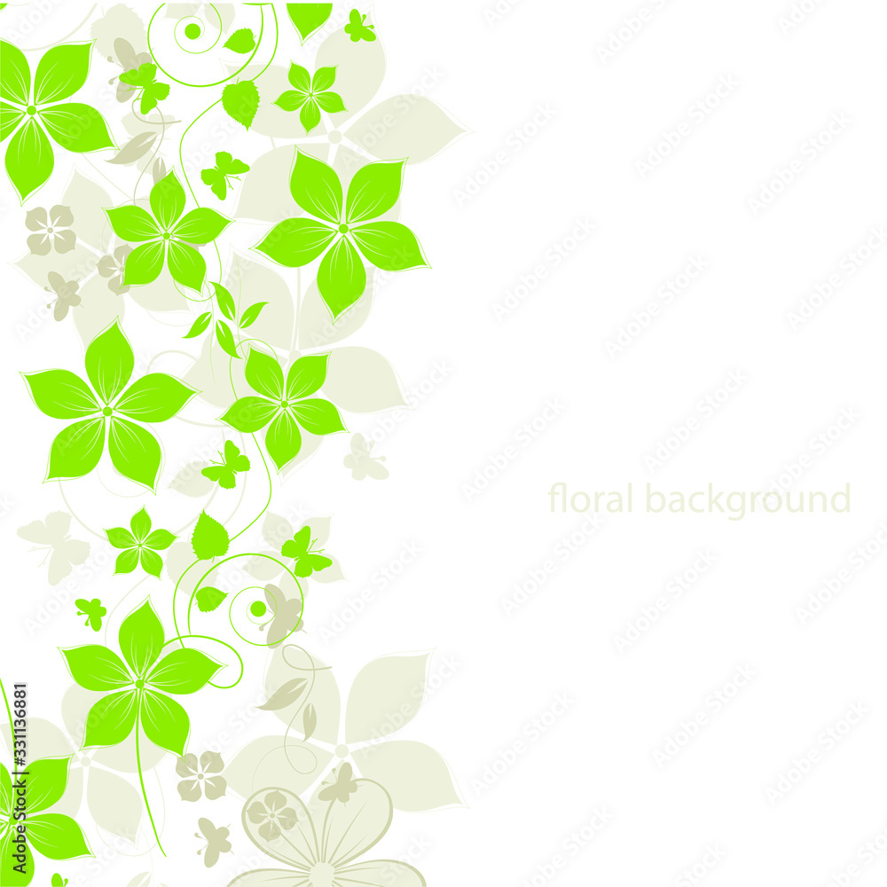 background with green leaves and flowers