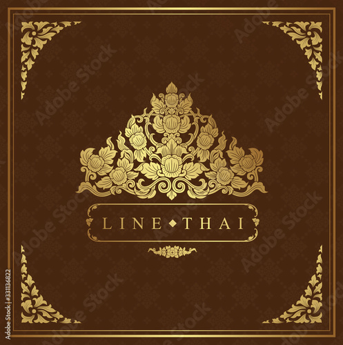 Thai art luxury temple, background pattern decoration for printing, flyers, poster, web, banner, brochure and card concept vector illustration