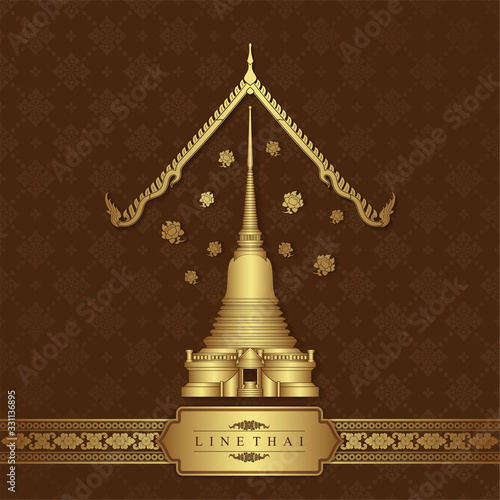 Thai art luxury temple, background pattern decoration for printing, flyers, poster, web, banner, brochure and card concept vector illustration