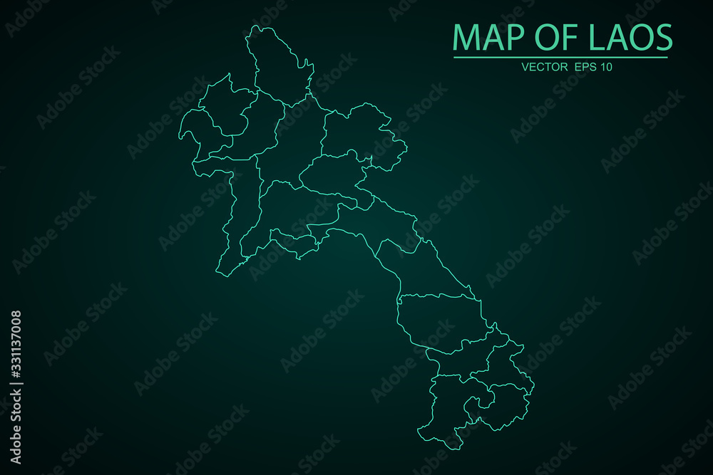 Map of laos. High detailed vector map - laos, Laos map - blue geometric rumpled triangular low poly style gradient graphic background , polygonal design for your vector illustration eps 10. - Vector