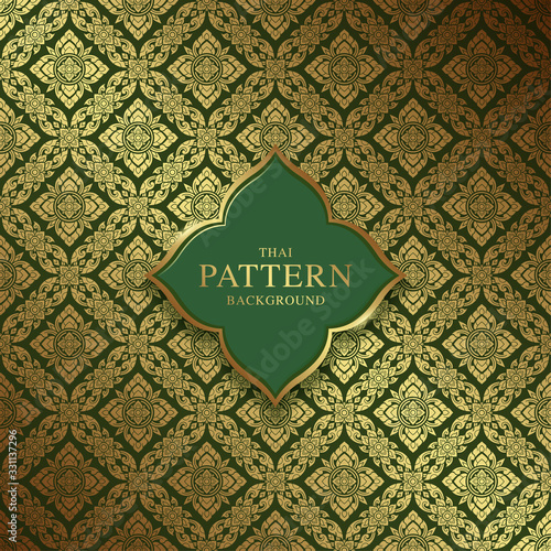 Thai art luxury temple, background pattern decoration for printing, flyers, poster, web, banner, brochure and card concept vector illustration