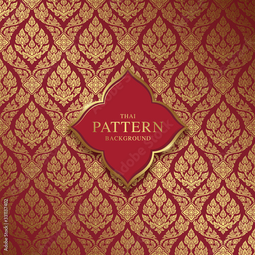 Thai art luxury temple, background pattern decoration for printing, flyers, poster, web, banner, brochure and card concept vector illustration
