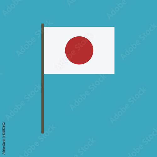 Japan flag icon in flat design. Independence day or National day holiday concept.