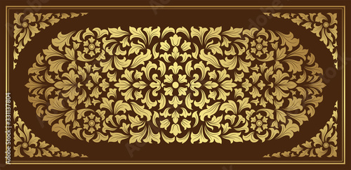 Thai art luxury temple, background pattern decoration for printing, flyers, poster, web, banner, brochure and card concept vector illustration