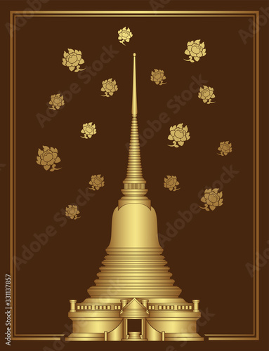 Thai art luxury temple, background pattern decoration for printing, flyers, poster, web, banner, brochure and card concept vector illustration