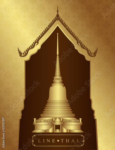 Thai art luxury temple, background pattern decoration for printing, flyers, poster, web, banner, brochure and card concept vector illustration