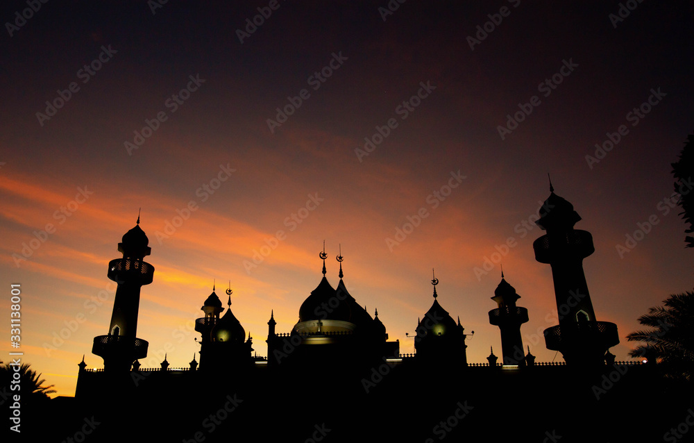 Silhouette of Pattani Central Mosque  Thailand Is a religious place