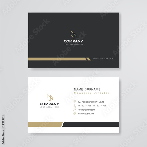 black and white business card flat design template vector