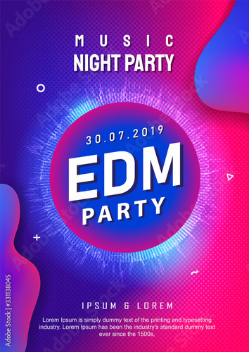 Edm party poster design electronic music background