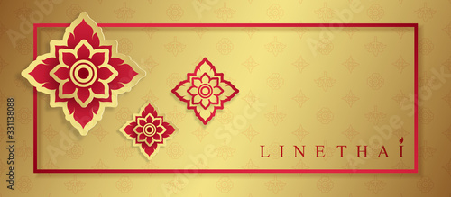 thai art, temple, background pattern decoration for flyers, poster, web, banner, sticker and card vector illustration