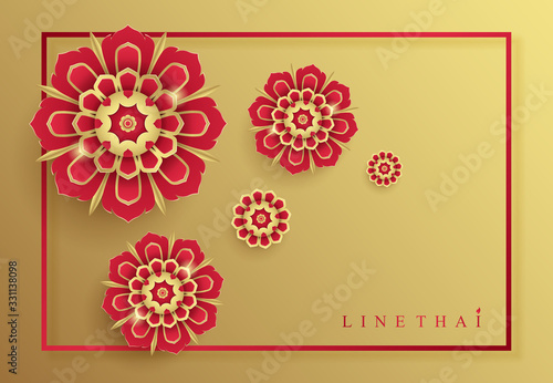 thai art, temple, background pattern decoration for flyers, poster, web, banner, sticker and card vector illustration